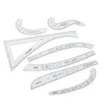 Generic 7Pcs Sewing Ruler Tailor Set, Clear High Accuracy Scale Acrylic Clothing Ruler, Pattern Drafting Tool with Transparent Fashion Design, Ideal for Sewing & Tailoring