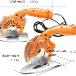 Electric Fabric Cutter - 5 Speed Adjustable Fabric Scissor, Ergonomic Handle + Safety Lock, Leather Multi-Layer Fabric Cutter, Round Knife Cloth Cutting Machine - Cloth,