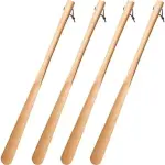 Extra Long B Wood Shoe Horn - Easy Shoe Helper for Men & Seniors, Smooth Finish, Includes Lanyard for Convenient Storage - Ideal for Effortless Shoe Wearing