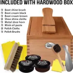FOOTMATTERS Shoe Shine Valet Box - Hardwood Boot & Shoe Care
