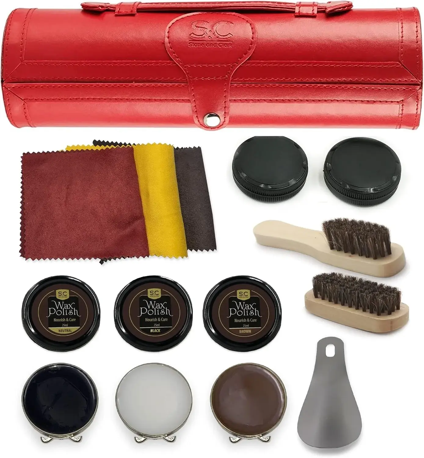 Stone and Clark Original Shoe Polish & Care Kit - Leather Shoe Shine Kit for Men & Women