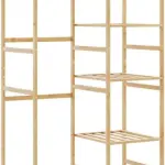 Natural Bamboo Clothes Rack 39.4 in x 19.7 in x 72.6 in, Ample Storage for Clothes Shoes Accessories, Durable Minimalist Design for Bedroom Hallway, Easy Care with Damp