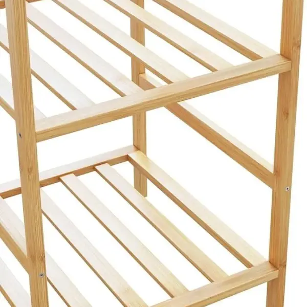 Natural Bamboo Clothes Rack 39.4 in x 19.7 in x 72.6 in, Ample Storage for Clothes Shoes Accessories, Durable Minimalist Design for Bedroom Hallway, Easy Care with Damp