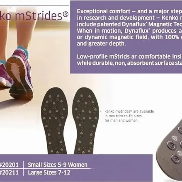 Magnetic Insoles for Women & Men for Nikken Kenko mStrides 20201 -Shoe Insoles Men/Women for Work, Running, Walking -Comfortable Sneaker Magnetic Acupressure Foot Support -Shoe Accessories(Small, 5-9)