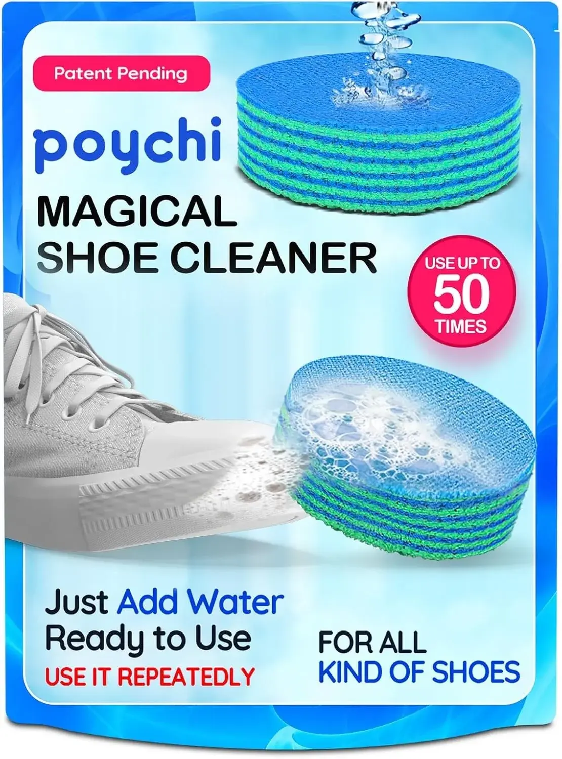 POYCHI Shoe Cleaner Kit – Portable Sneaker Soles Scrubber Rag for Leather, Suede & More