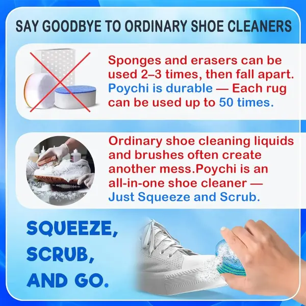 POYCHI Shoe Cleaner Kit – Portable Sneaker Soles Scrubber Rag for Leather, Suede & More