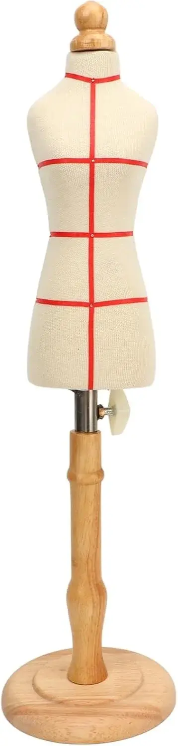 Premium Female Dress Form, Professional Tailoring Tool, Adjustable Height, Beechwood and Canvas Material, Stable Wooden Frame, Easy Sewing and (Yellow)