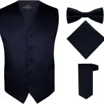S.H. Churchill & Co. Men's 4 Piece Vest Set, with Bow Tie, Neck Tie & Pocket Hankie
