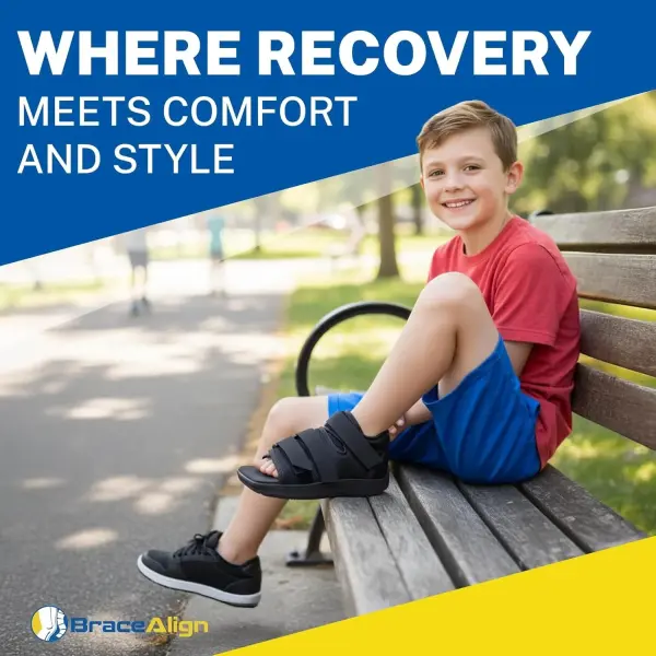 Pediatric Post Op Shoe for Kids – Recovery Shoe for Children with Square Toe, Rocker Sole and Adjustable Straps for After Surgery Protection of Broken Toes or Foot Injuries L3260 (L -