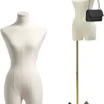Female Mannequin Dress Form Torso, 47"-83" Height Adjustable Display Mannequin Body with Metal Stand, Retro Manikin for Sewing Clothing Jewelry Market Shop (White, A)