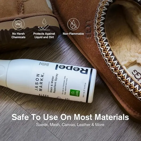 Jason Markk Shoe & Sneaker Protector Repel Spray, Water & Stain Repellent for Shoe and Sneaker Care, Non-Aerosol Footwear Protector Spray, Safe for Leather, Suede, Nubuck, Cotton, Knits, 5.4oz, 2 Pack