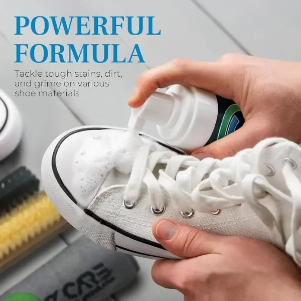 Premium Foam Shoe Cleaner Kit with Brush, Towel, and Protector for Sneakers, Shoes, Leather, Suede, Boots, and White Sole Cleaning, 8 oz
