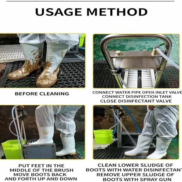 Livestock Farm Boot Washer, Stainless Steel Farm Boot Scrubbers with a Water Gun and a 10-Meter-Long Water Hose, Remove Dust Snow Mud, for Livestock Farm