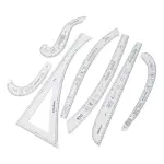 Estink 7Pcs Sewing Ruler Tailor Set, Clear High Accuracy Scale Acrylic Clothing Ruler with Transparent Design for Pattern Drafting Drawing and Fashion Design