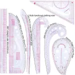 Metric Sewing Ruler, 6 Pieces French Curve Ruler for Pattern Making, Dress Makers Ruler Fashion Clear Sewing Ruler Set with Tracing Wheel for Beginners Tailors Designers