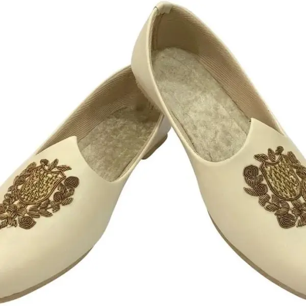 Men's Punjabi Jutti Cream Loafers Slip On Flats Shoes Ethnic Handmade Sherwani Mojari Indian Juti