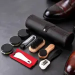 Shoe Shine Kit for Leather Shoes & Boots – 9 Piece Shoe Care Kit for Cleaning, Polishing & Restoration with Horsehair Brush, Shoe Polish, Cloth, Shoehorn & Travel Case for Leather Care