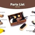 Shoe Shine Kit for Leather Shoes & Boots – 9 Piece Shoe Care Kit for Cleaning, Polishing & Restoration with Horsehair Brush, Shoe Polish, Cloth, Shoehorn & Travel Case for Leather Care