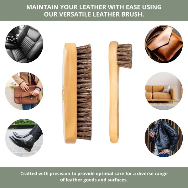 Rhino Wax - Horse Hair Brushes - Ideal for Boot or Shoe Brushes - Soft Non-Scratching Horsehair Bristles - Comfy Hard Wood Handle for Cleaning, Polishing, Shining Leather Boots or Shoes