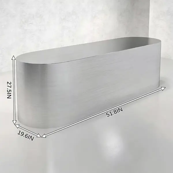 Retail Display Table with Brushed Stainless Steel Oval Base, Oval Shoes Display Stand & Reception Desk Includes Spacious Stainless Steel Countertop for Shopping Mall,51.18IN