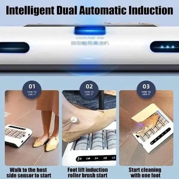 Automatic Shoe Cleaner Machine - Rechargeable Polisher with 5 Brushes, 1000Pa Suction Power, Waterless Cleaning System, Smart Automatic Induction for Effortless Shoe Care