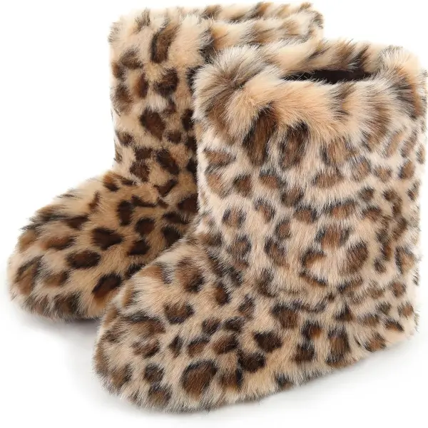 Women's Faux Fur Boots Furry Snow Boots Fuzzy Winter Shoes Fluffy Mid-Calf Flat Boots