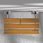 Shower Bench Modern Wood Folding Shower Seat Bench Brushed Wall Mounted Shower Bench Entryway Shoe-Changing Stool(Silver)