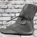Syktkmx Mens Renaissance Boots Slip on Lace Up Medieval Cosplay Western Pirate Viking Tied Halloween Cuff Shoes