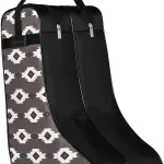 M&F Western Products TWISTER Boot Bag, Black with Grey and White Southwestern Pattern, Nylon Handles and Gussets