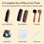 FootFitter Ultimate Shoe Care Kit with Premium Shine Brushes & Suede Tools | Lifts Surface Dirt, Enhances Natural Finish & Helps Maintain Texture on Leather, Nubuck & Other Materials (Made in Germany)