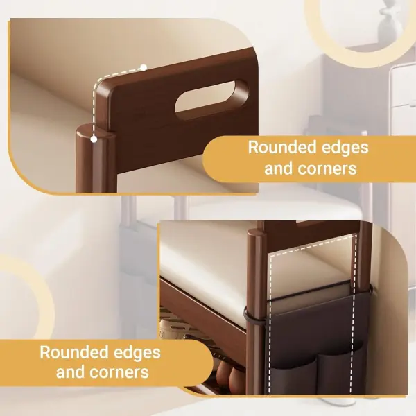 Solid Wood Shoe Storage Bench with Padded Seat and Arm Entryway Bench with Shelf Shoes Organizer Rack for Front Door Entrance Hallway(45 * 30 * 64cm/17.7 * 11.8 * 25.2in)