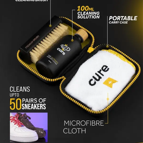 Crep Protect Sneaker Cleaner Kit - Deep Cleaning Shoe Cleaner for White Shoes, Leather, Suede, Nubuck & Canvas | Brush, Solution & Microfiber Cloth Included