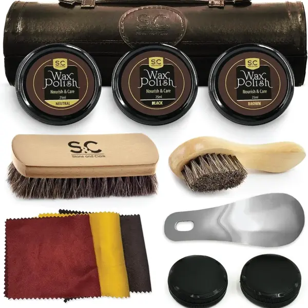 Stone and Clark Original Shoe Polish & Care Kit - Leather Shoe Shine Kit for Men & Women