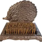 Rust Brown Cast Iron Hedgehog Shoe Brush - 6.6 Inch Height with Heavy Duty Bristles, Decorative Home Accessory for Shoe Cleaning HC3101