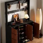 Freestanding Coat Rack with Shoe Cabinet Household Entryway Hall Tree Storage Shelf for Corridor Shoe Cupboard(Large)