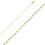 Ioka 14K Yellow Gold Twisted Cornicello Italian Fortune Horn Charm Pendant with 1.2mm Flat Open Wheat Chain Necklace