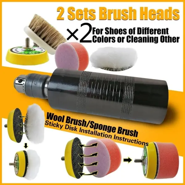 JSEIAJB Shoe Brushes Adjustable Speed Electric Polisher Kit Clean Dust Leather Care Shine Set Polishing Boot