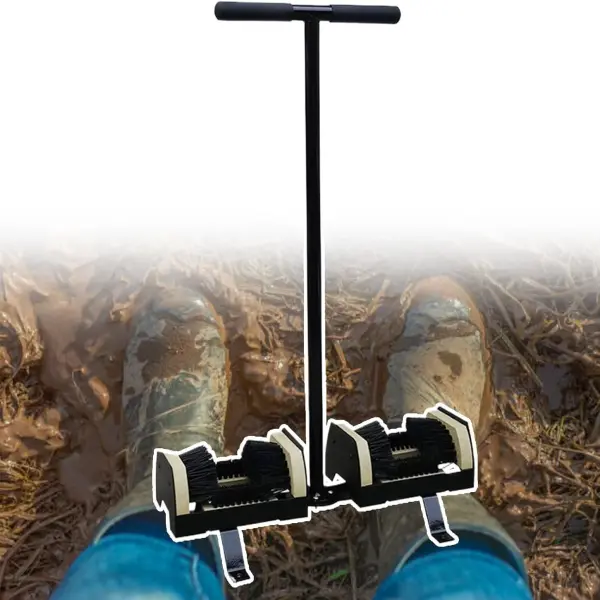 Double-Sided Boot Scraper with Stiff Bristles - Ultimate Mud Remover for Rain Boots, Hiking Shoes, and Cleats - Perfect for Farms, Gardens, and Outdoor Entrances