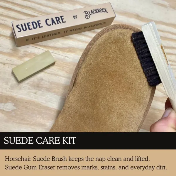 Blackrock Suede Care Kit, Horsehair Brush and Gum Eraser Block, Made in USA