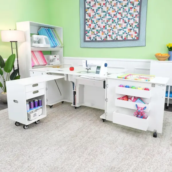 Arrow Sewing Aussie Dual Rail Electric Sewing Cabinet, Ash-White