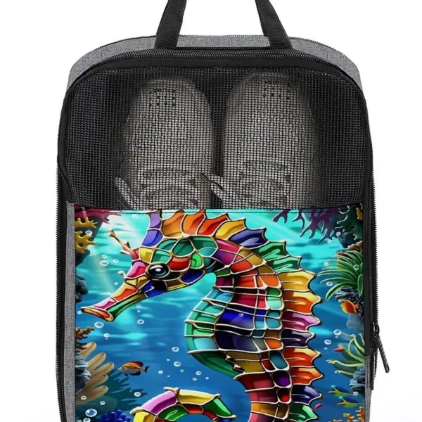 Ocean Seahorse 52 Shoe Bag Travel Shoe Storage Pouch Portable Shoes Bags with Zipper Handle 13.7X9.4 In