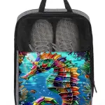 Ocean Seahorse 52 Shoe Bag Travel Shoe Storage Pouch Portable Shoes Bags with Zipper Handle 13.7X9.4 In