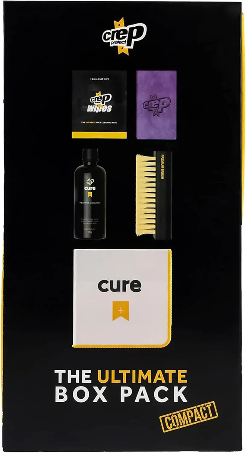 Crep Protect Shoe Care Pack - COMPACT Premium Sneaker Cleaning Kit with 9 x Sneaker Wipes, 1 x Suede & Nubuck Eraser, 3.38 Oz Cleaning Solution, Microfibre Cloth & Brush