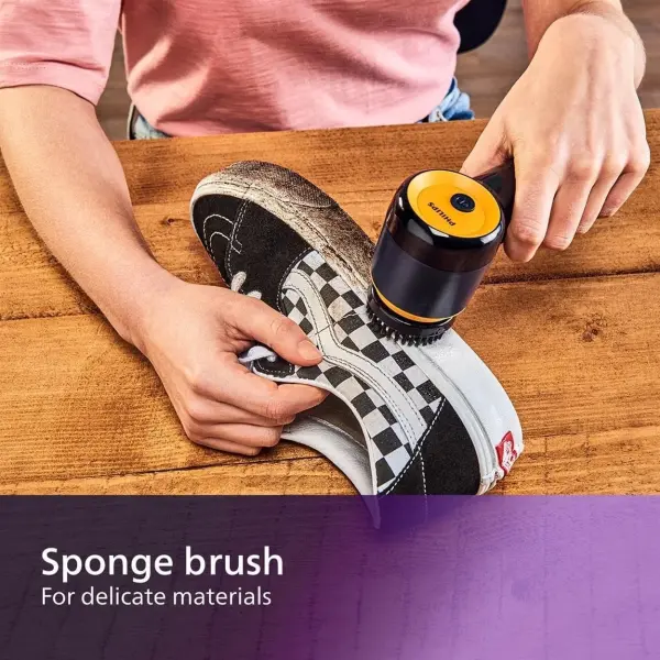Philips Sneaker Cleaner, Trainer Cleaning Kit with 3 Brush Heads for Different Materials, Effective Cleaning, Portable, Battery Powered, Safe for your Sneakers, Simple to Use, Blue (GCA1000/60)