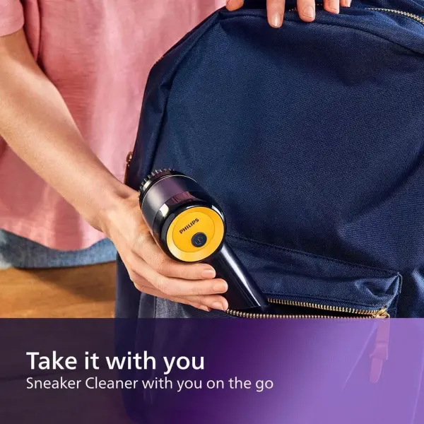 Philips Sneaker Cleaner, Trainer Cleaning Kit with 3 Brush Heads for Different Materials, Effective Cleaning, Portable, Battery Powered, Safe for your Sneakers, Simple to Use, Blue (GCA1000/60)