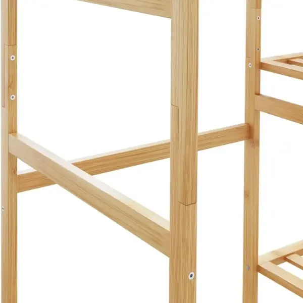 Natural Bamboo Clothes Rack 39.4 x 19.7 x 72.6 Inches, Ample Storage for Clothes Shoes Accessories, Durable Minimalist Design for Bedroom Hallway, Easy Care Versatile