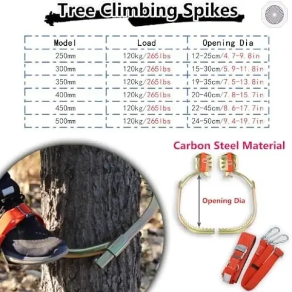Adjustable Climbing Shoes for Tree Work, Durable Carbon Steel Construction, Comfortable Design for High-Altitude Tasks, Enhanced Grip and Support