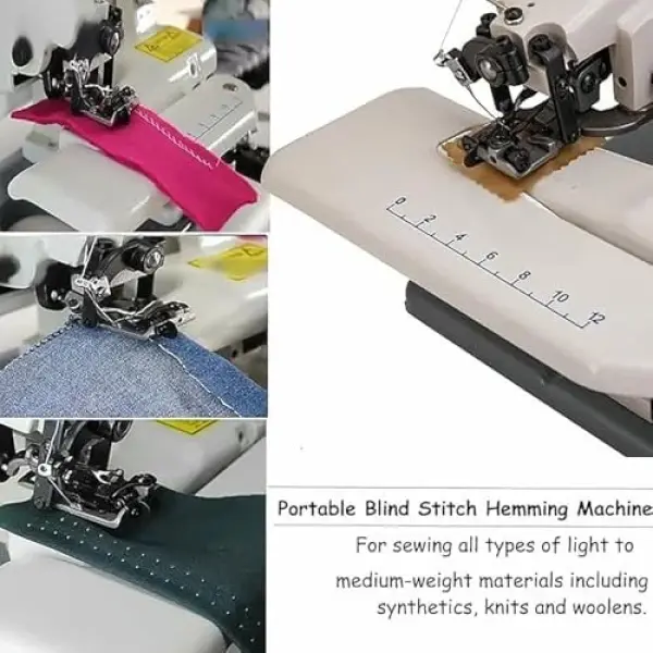 Portable Desktop Blind Hem Sewing Machine, Compact Stitcher for Dress Skirt Coat Curtain Repair, Professional Grade Invisible Stitching Tool for Home Tailoring and Fabric Projects