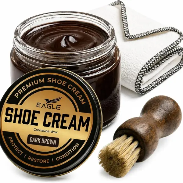 Eagle Shoe Cream Polish Kit – 3 Piece Boot & Shoe Polish with Shoe Cream, Shine Cloth & Applicator
