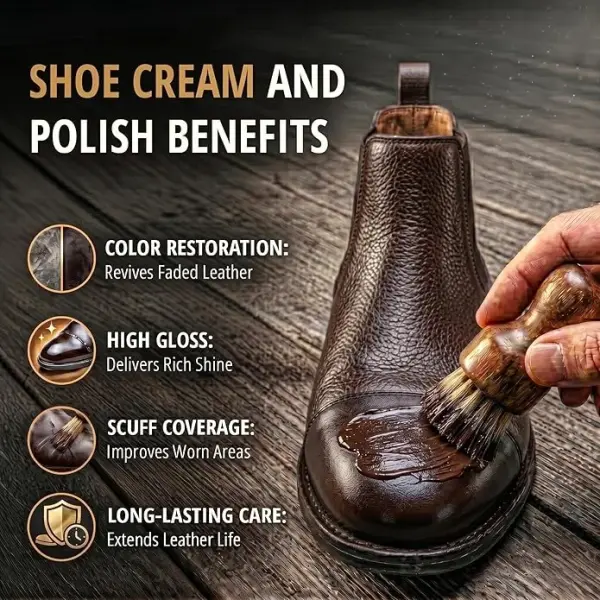 Eagle Shoe Cream Polish Kit – 3 Piece Boot & Shoe Polish with Shoe Cream, Shine Cloth & Applicator